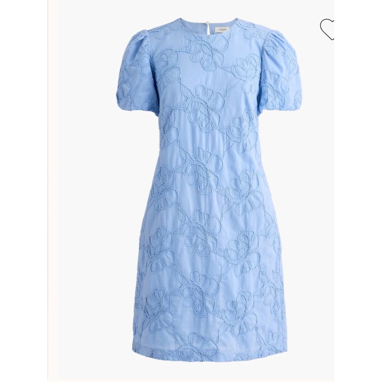 J.Crew Factory Light Blue Floral Embroidered Puff Sleeve Muni Dress Size 2