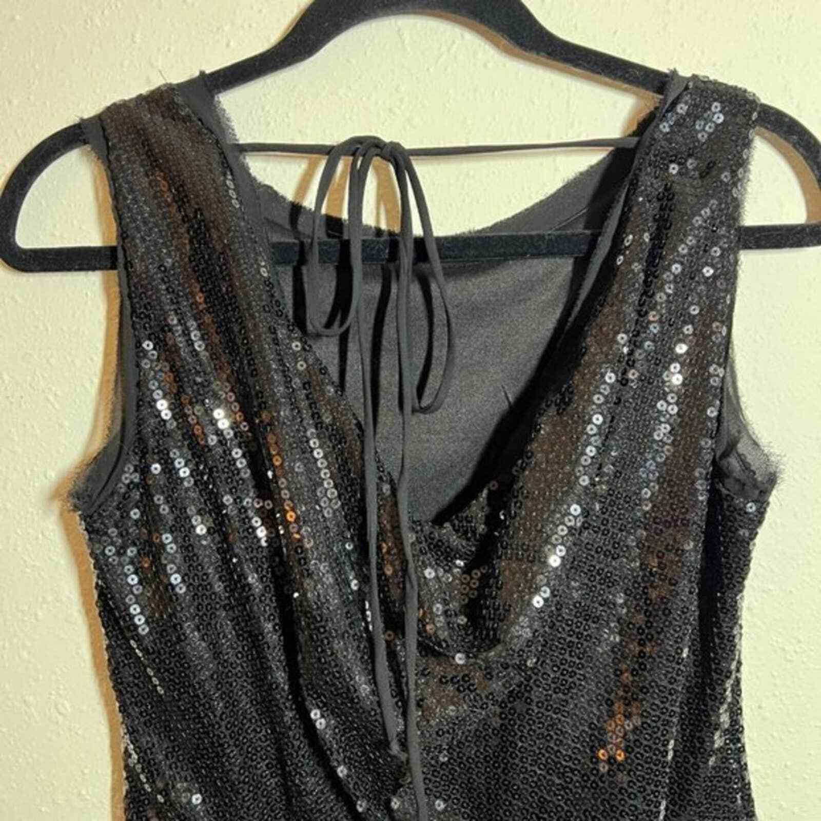 Cynthia Rowley Tie-Back Black‎ Sequin Dress