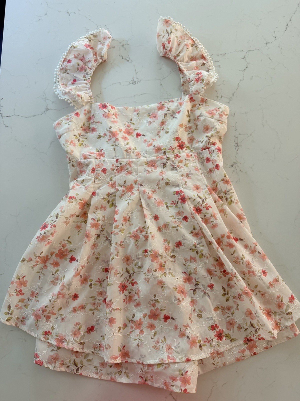 Altar’d State Girl Lainey Double Layered Pink White Floral Romper Size XL