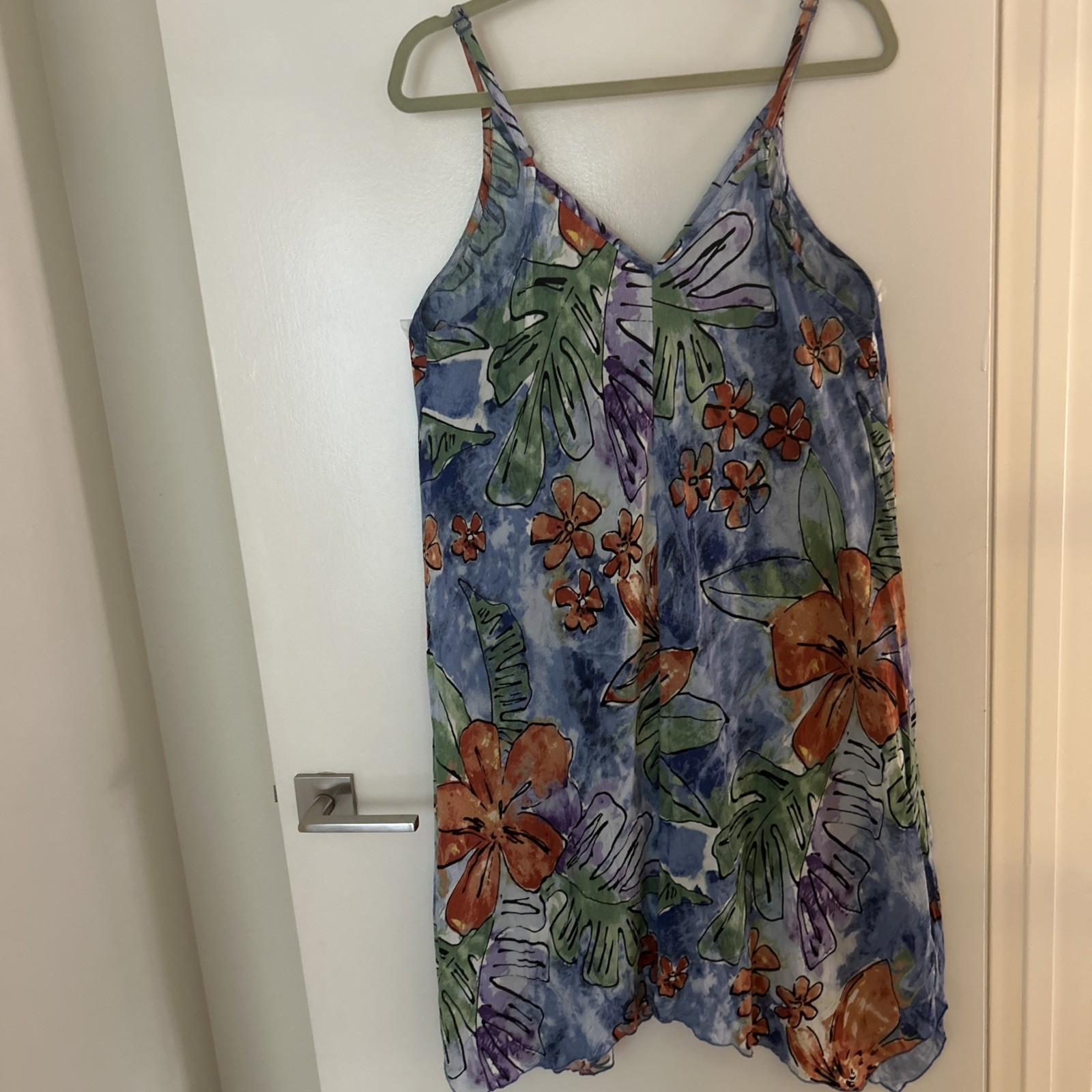 Vintage Jams World XL Colorful Tropical Floral Surf Flower Dress Made in Hawaii
