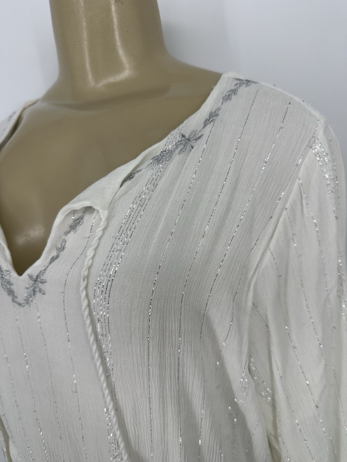 SOFT SURROUNDINGS Large Petite Women STARLIGHT MAXI DRESS White Silver 64-31