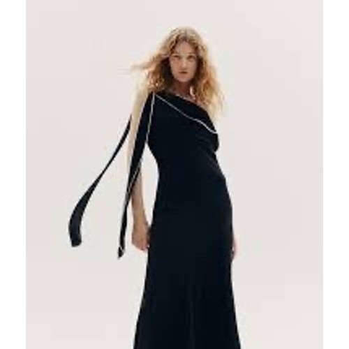 H&M ankle-length black dress asymmetric draped neckline XXL party formal