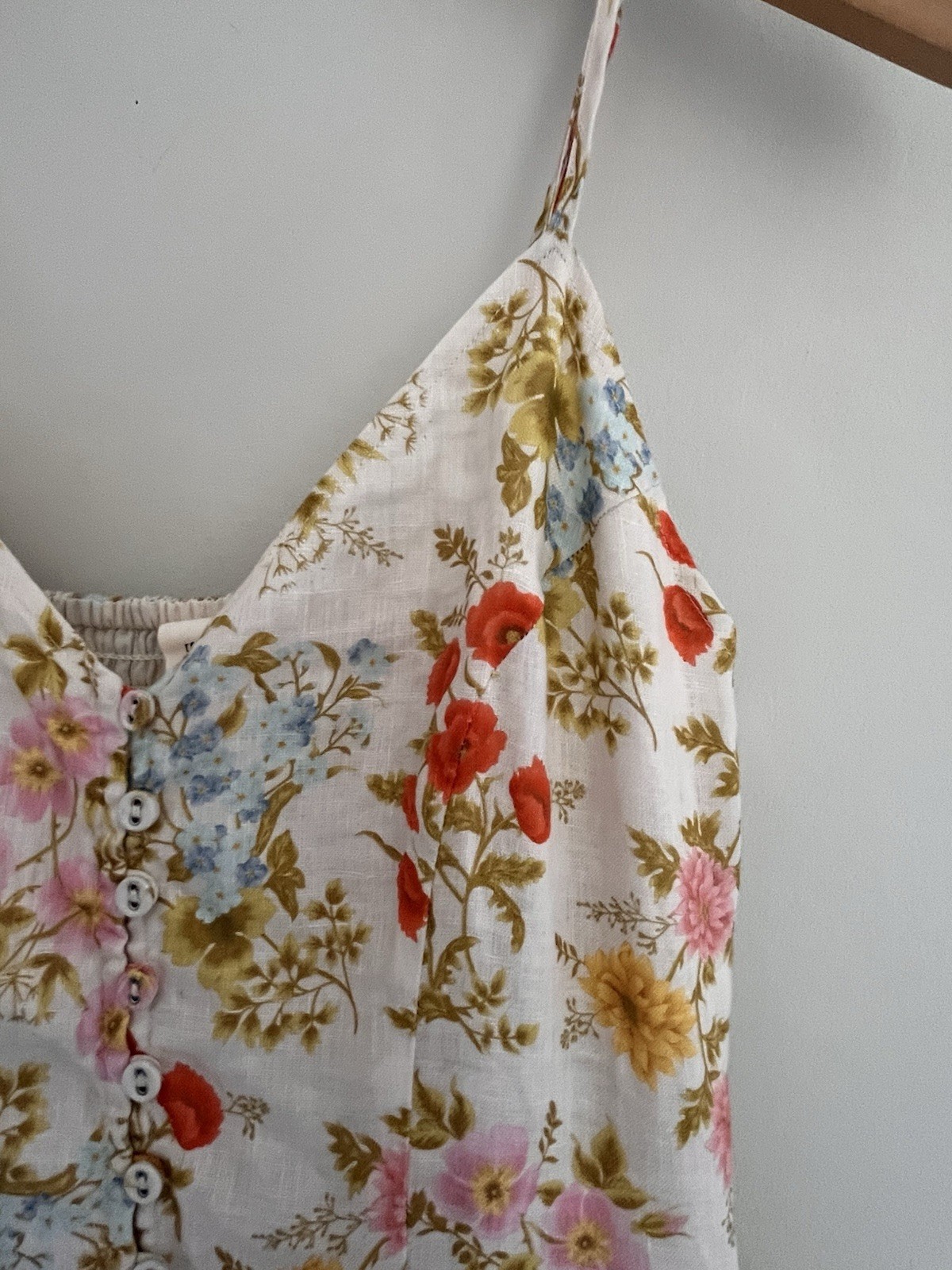 SPELL Linen Tiered Midi Dress – Patchwork Floral Button Down – Boho Cottagecore