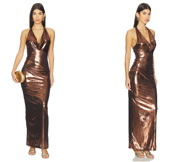 superdown Mannie Maxi Dress Bronze Metallic size S NWT $78msrp