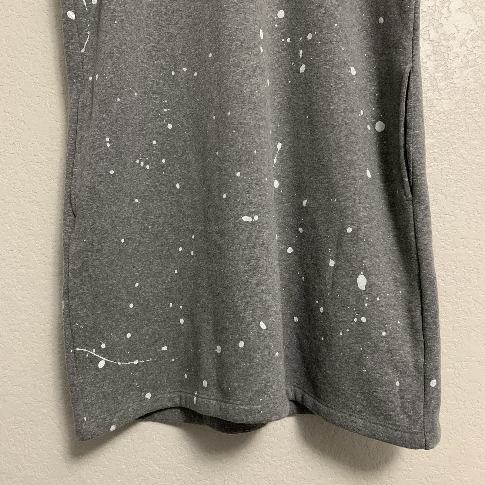Clare V Sweatshirt Dress Womens M Drop Shoulder Puff Balloon Sleeve Grey Splash