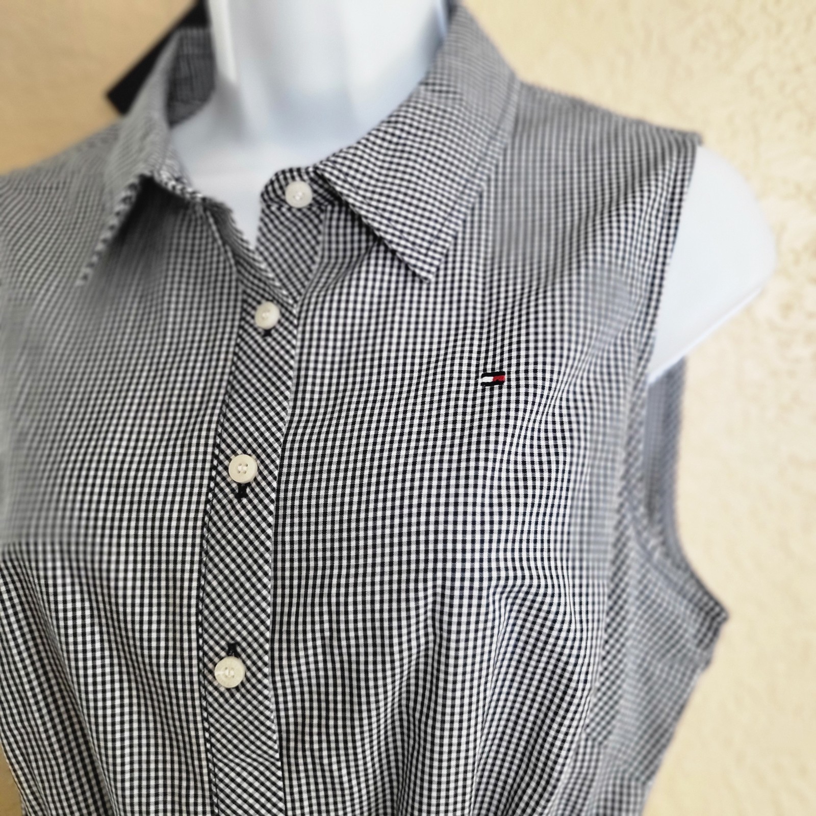 Tommy Hilfiger Button Front Woven Cotton Dress Womens Size 8 Plaid