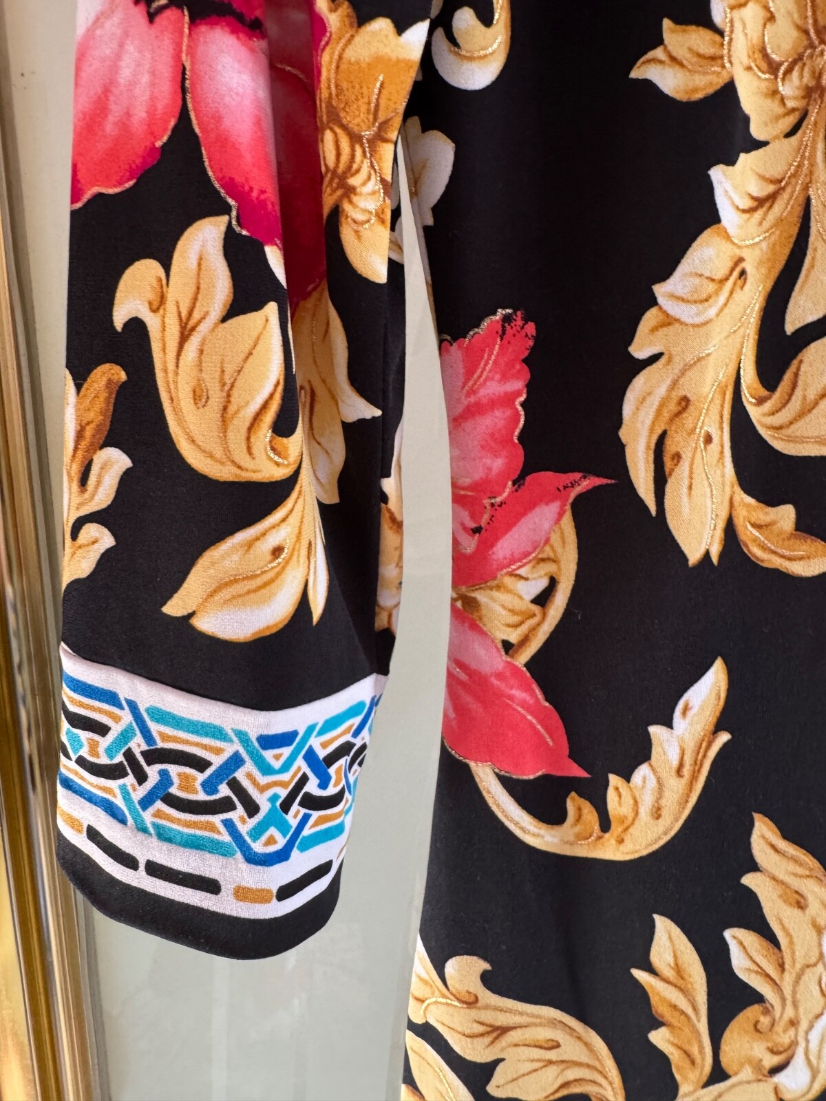 CACHE VTG SIZE 8 Multi Gold/Red/Blue/Black Poly/Spandex Blend Floral Sheath