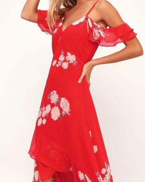NWT-Speechless Festive Dress Ruffle Hi Lo Hem/Cold Shoulder Detail-Red – Sz XL