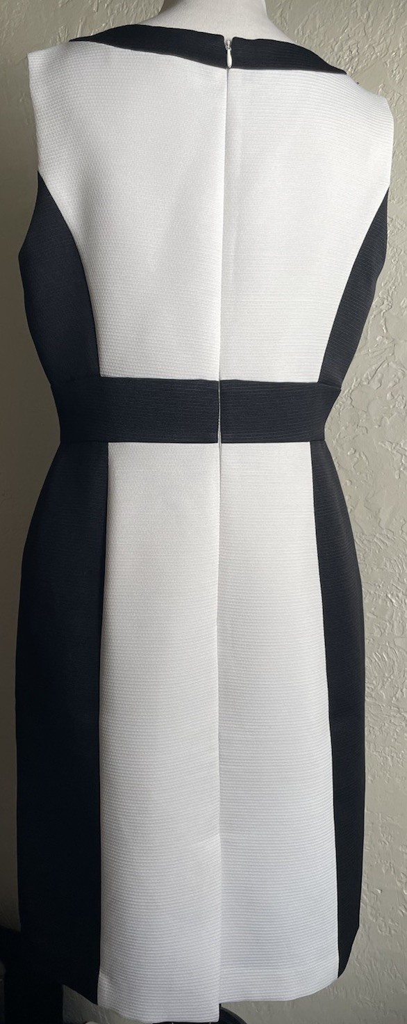 Tahari Arthur S. Levine Black White Sheath Dress Size 8 Professional & Cocktail