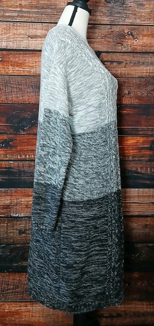 Old Navy Tunic Sweater Dress XL Gray Gradient Colorblock Marled Cable Knit