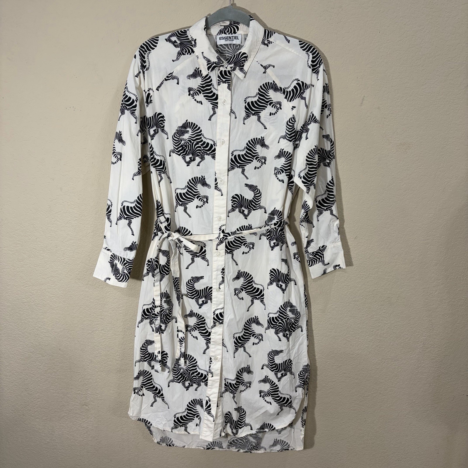 Essential Antwerp Zebra Print LongSleeve Shirt Dress Sz EU 38 US 6 City Preppy