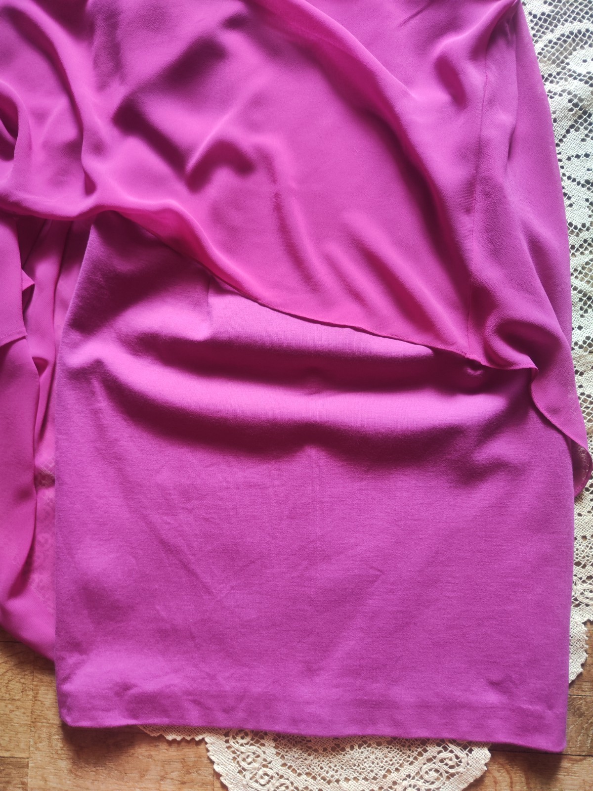 Ted Baker Fuchsia Asymmetrical Shift Dress Size 1 US 4 Viscose Blend Chiffon