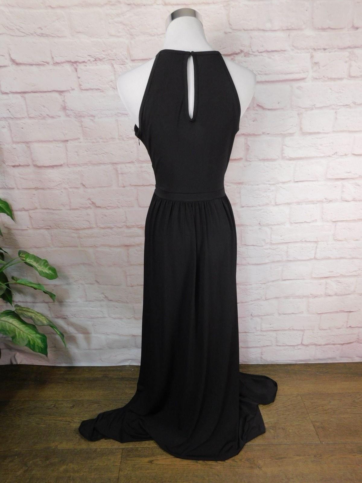 MICHAEL Michael Kors Dress Womens XS Black Halter Keyhole Maxi Gown Formal Party