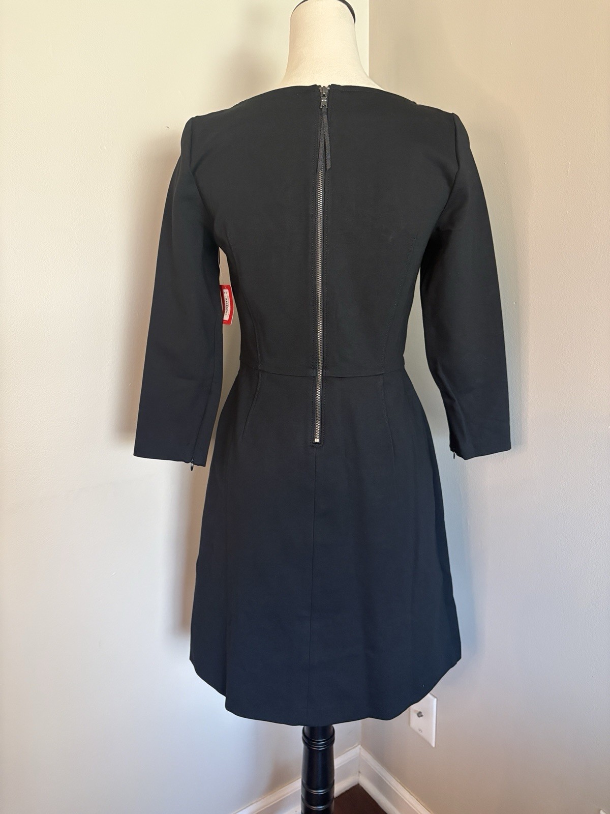 Spanx NWT Perfect A-line Black Dress 3/4 Sleeves Pockets Slimming Stretch Small