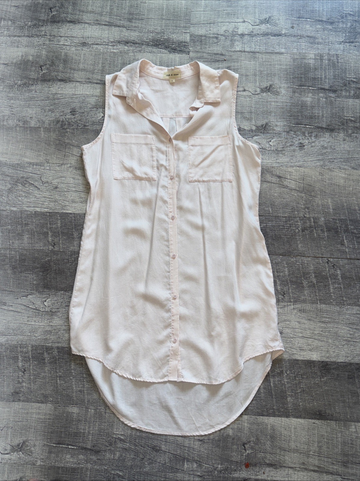 CLOTH & STONE Light Pink Sleeveless Button Down Shirt Dress