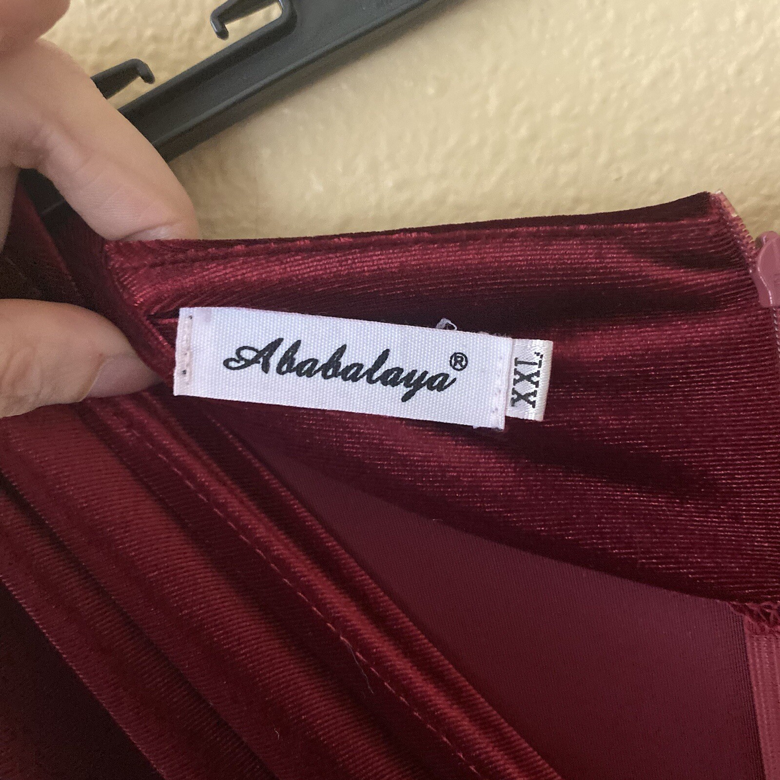 Ababalaya Crushed Velvet Maroon Red Slit Maxi Dress XXL Dark Romantic