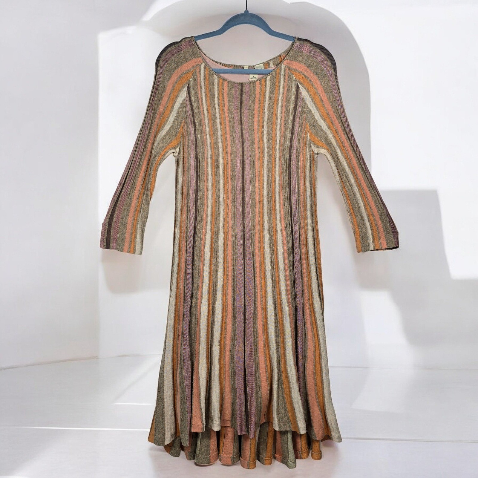 Moth Anthropologie Nora Swing Dress Woman Small Striped Knit Midi Scoop Neck