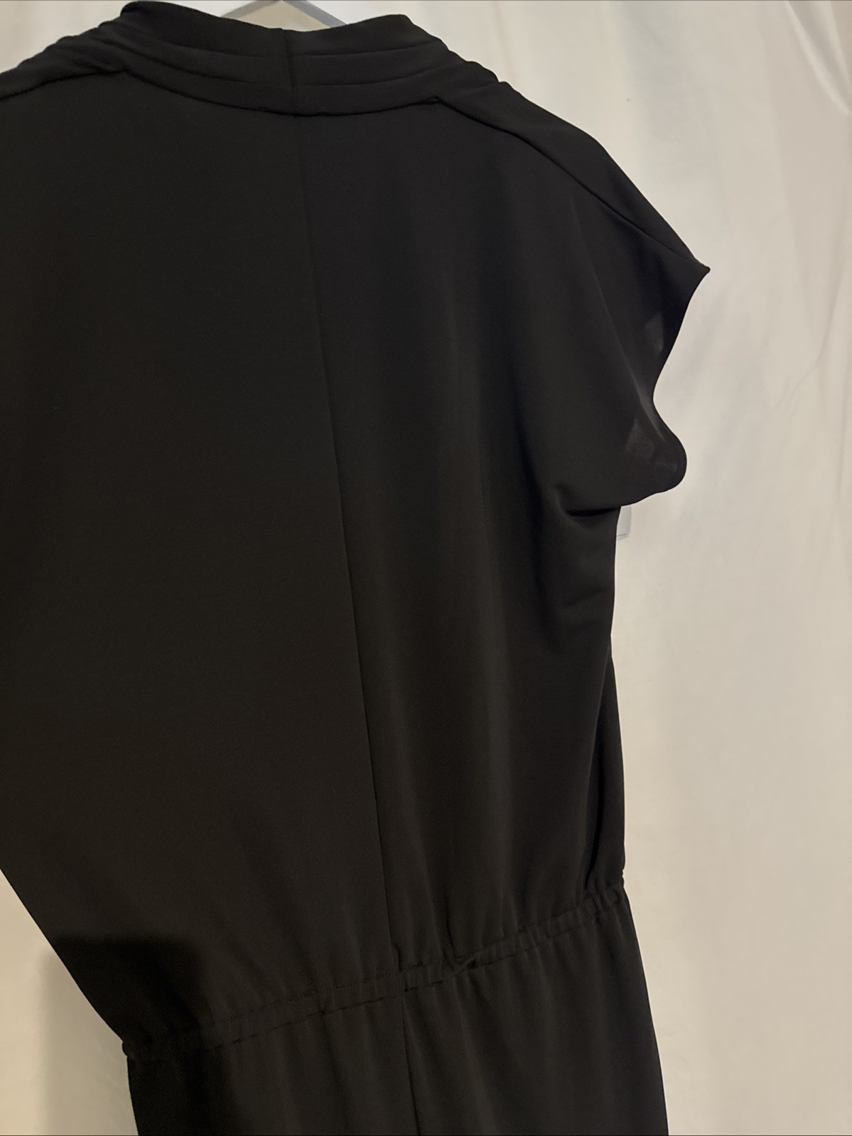 Talbots Medium Blouson Black Dress Flowy Medium Cap Sleeve Wrinkle Resistant