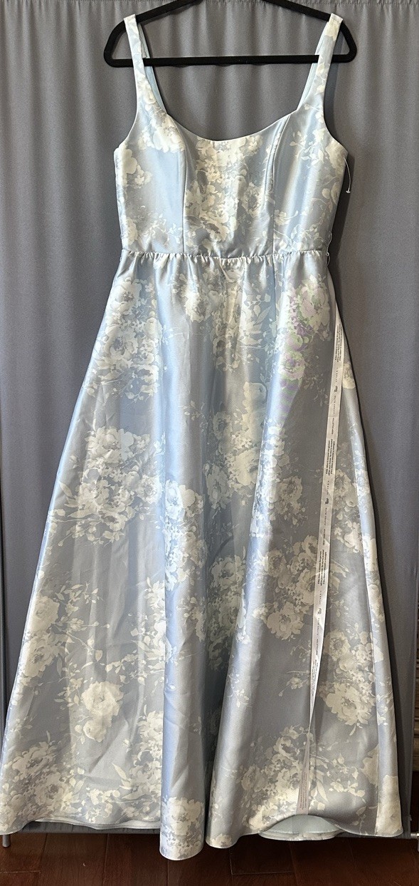 Dessy Collection Floral Satin Twill Gown,seraphina Floral,sz 16R,belted, New