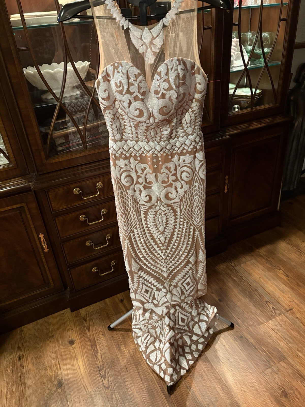 Royal We Illusion White Sequin Stunning Formal Dress Sz In Description Small.