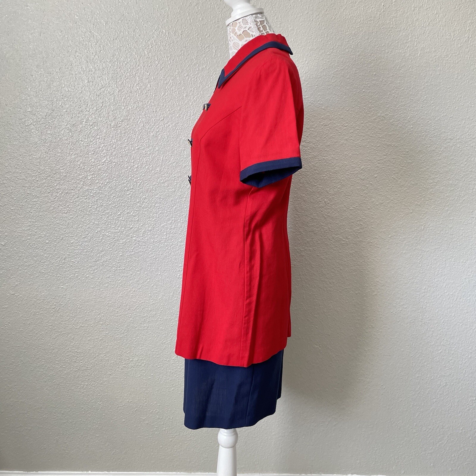 Jessica Howard Petite Vintage Retro Navy Military Dress Set Nautical Tailored 12