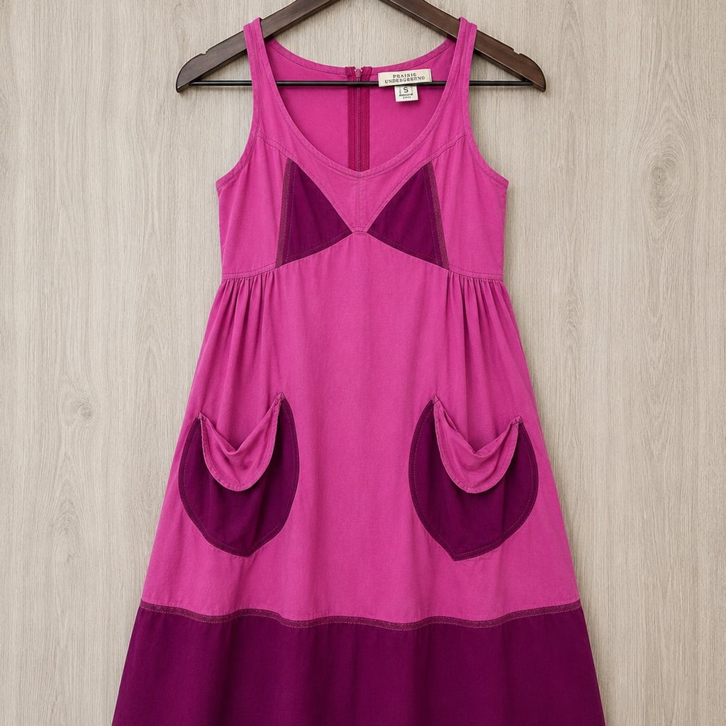 NWT Prairie Underground Organic Cotton Pink Tulip Pocket Dress Size Small