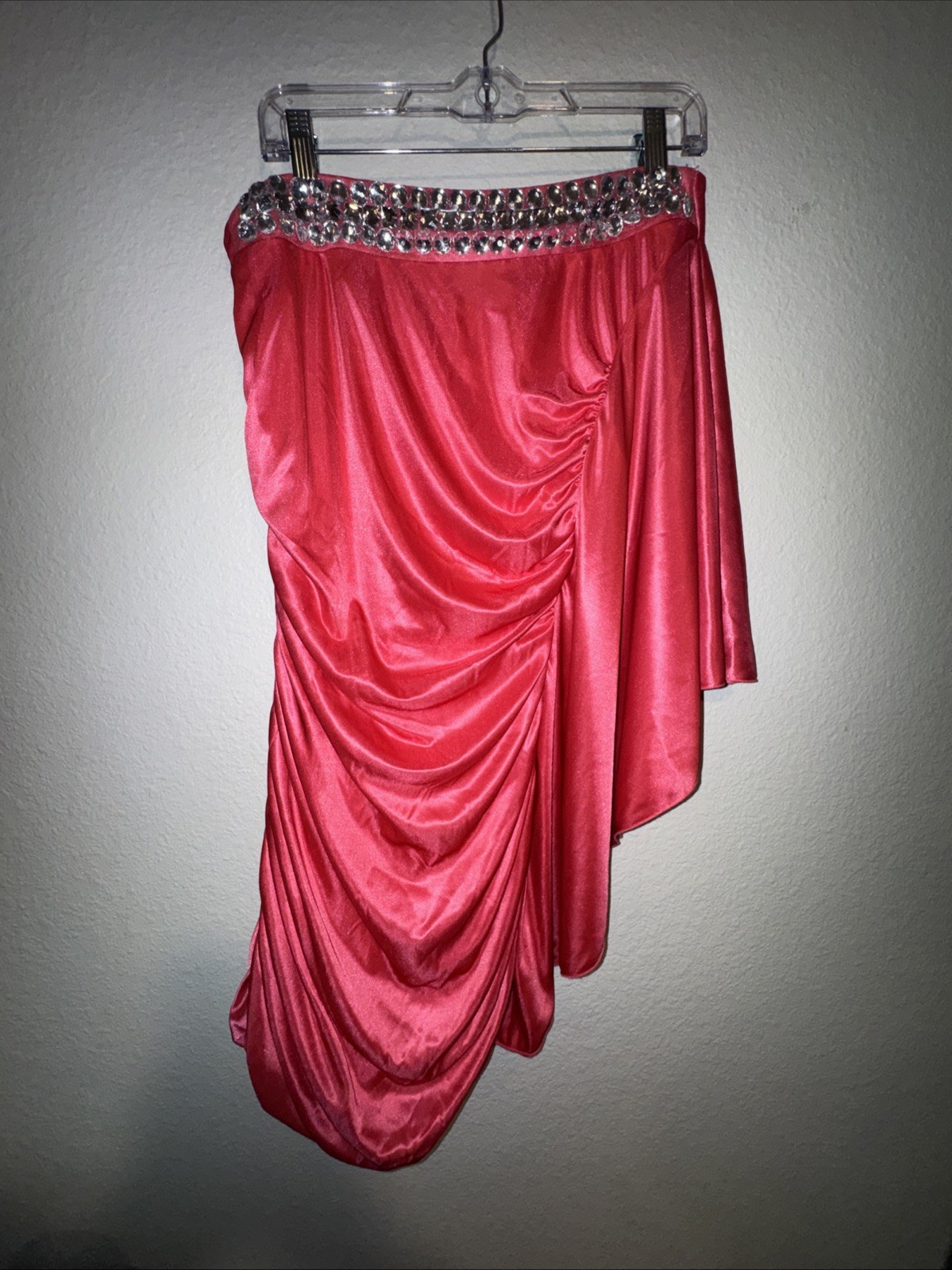 Ruby Roxs One Shoulder Pink Cocktail Dress Size Large Party Rhinestones Sexy