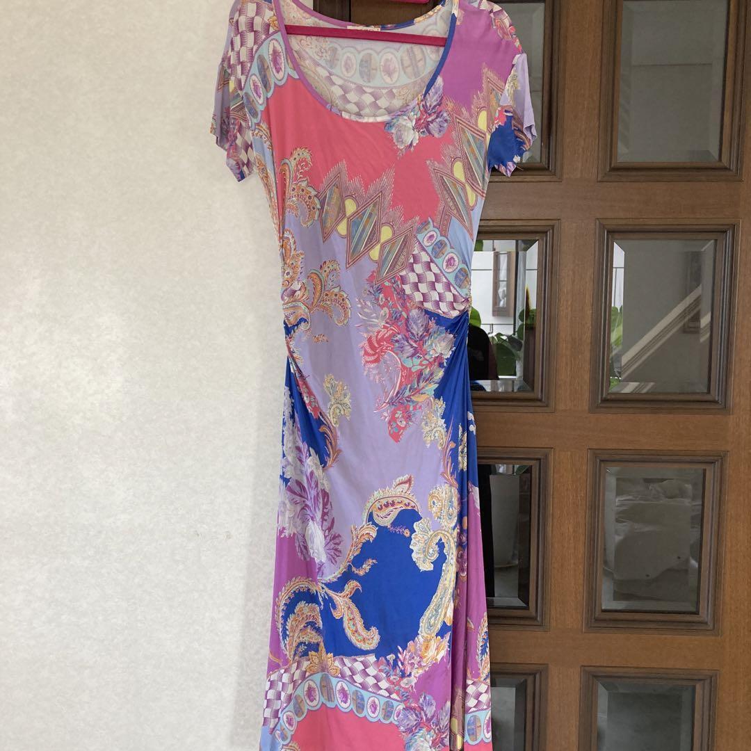 ETRO Dress Pink Floral Size 42 Length 45 Inches