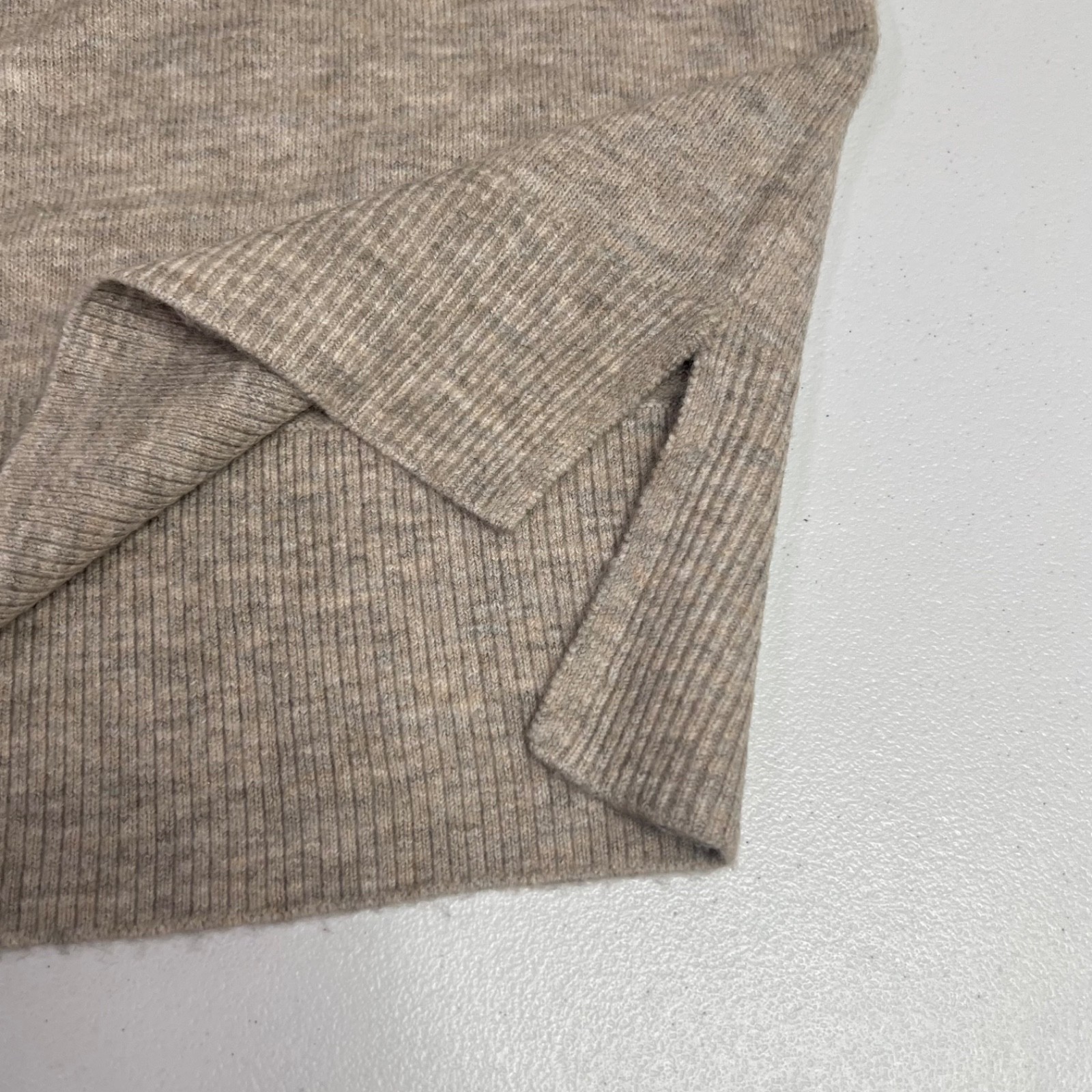 LOFT Outlet Sweater Dress Heather Beige White Collar And Cuffs Womens Size Small