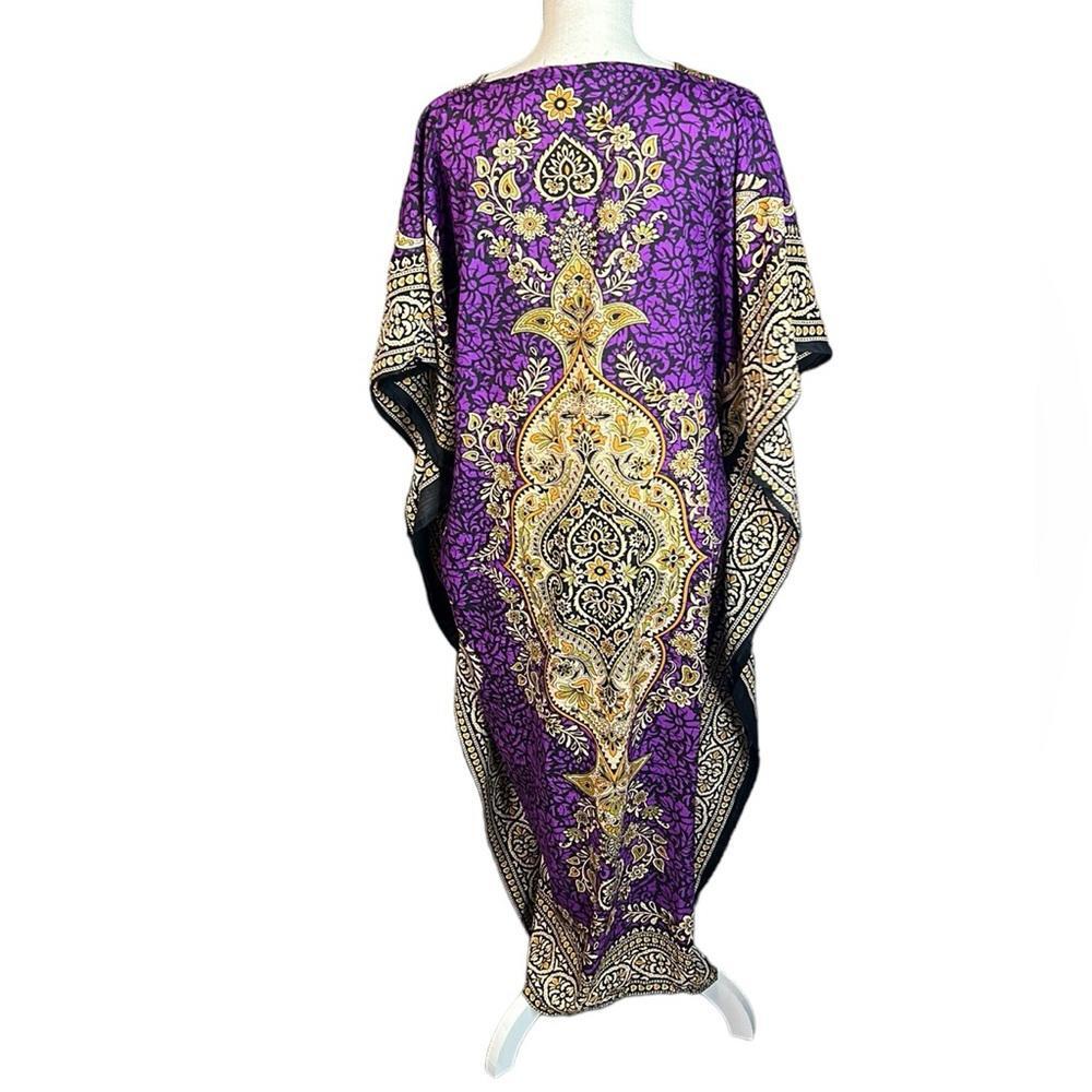 NWT Cute Options Kaftan Kimono Purple Women OS M Hippie Boho Maxi Egyptian Dress