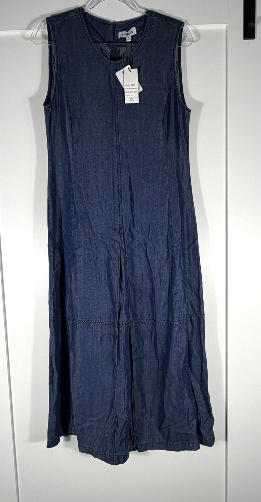 Vinton Tencel Denim Sleeveless Maxi Dress Dark Wash Size Small NWT