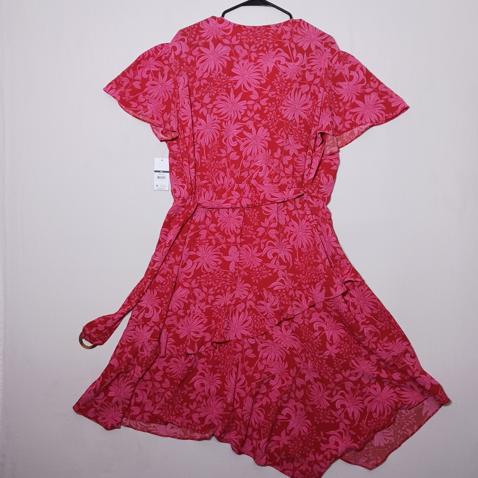 Sofia Vergara Amanda Midi Asymmetrical Wrap Dress XXXL Pink Red Floral NWT