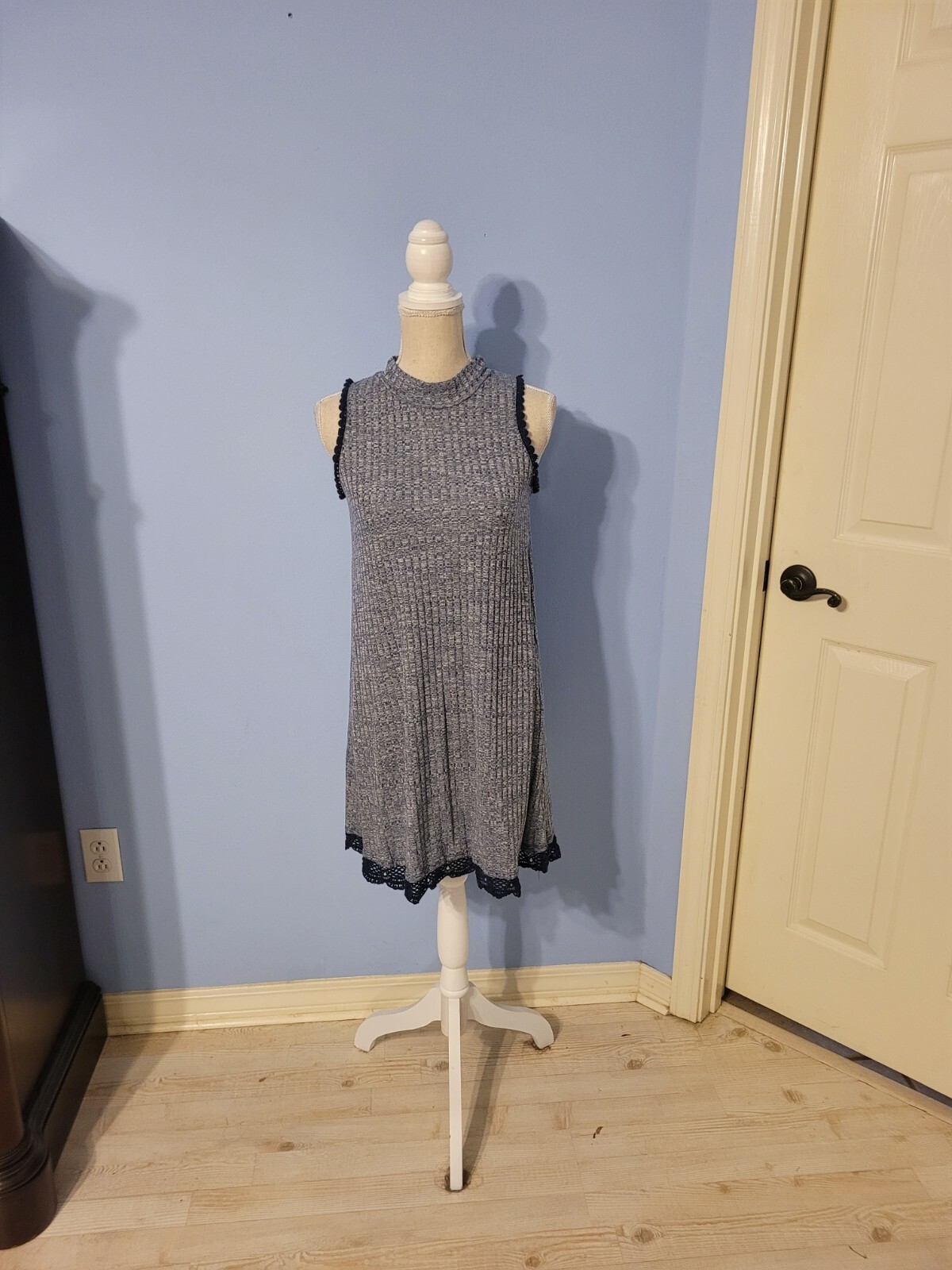 Red Camel Size Medium Dress Womens Blue Sleeveless Mock Neck Juniors Ribbed