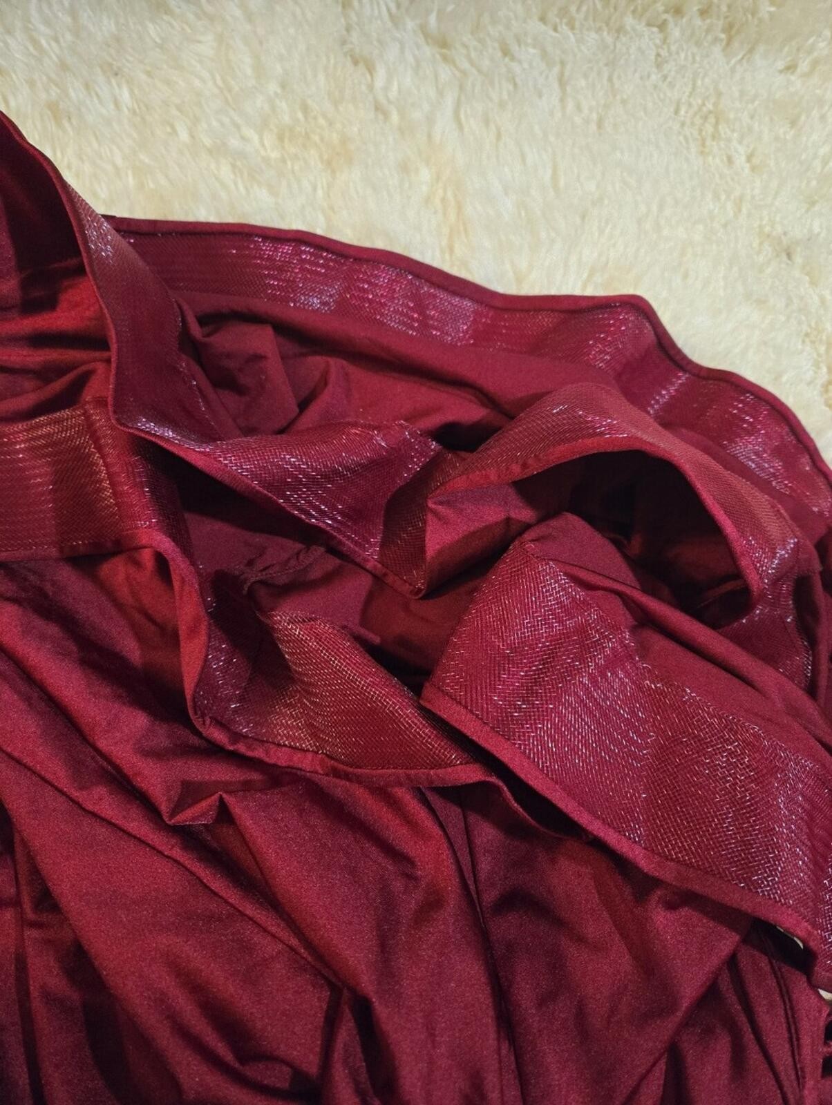 Amelia Couture Elegant Deep Red Mermaid Satin Prom Wedding Evening Gown Size 8