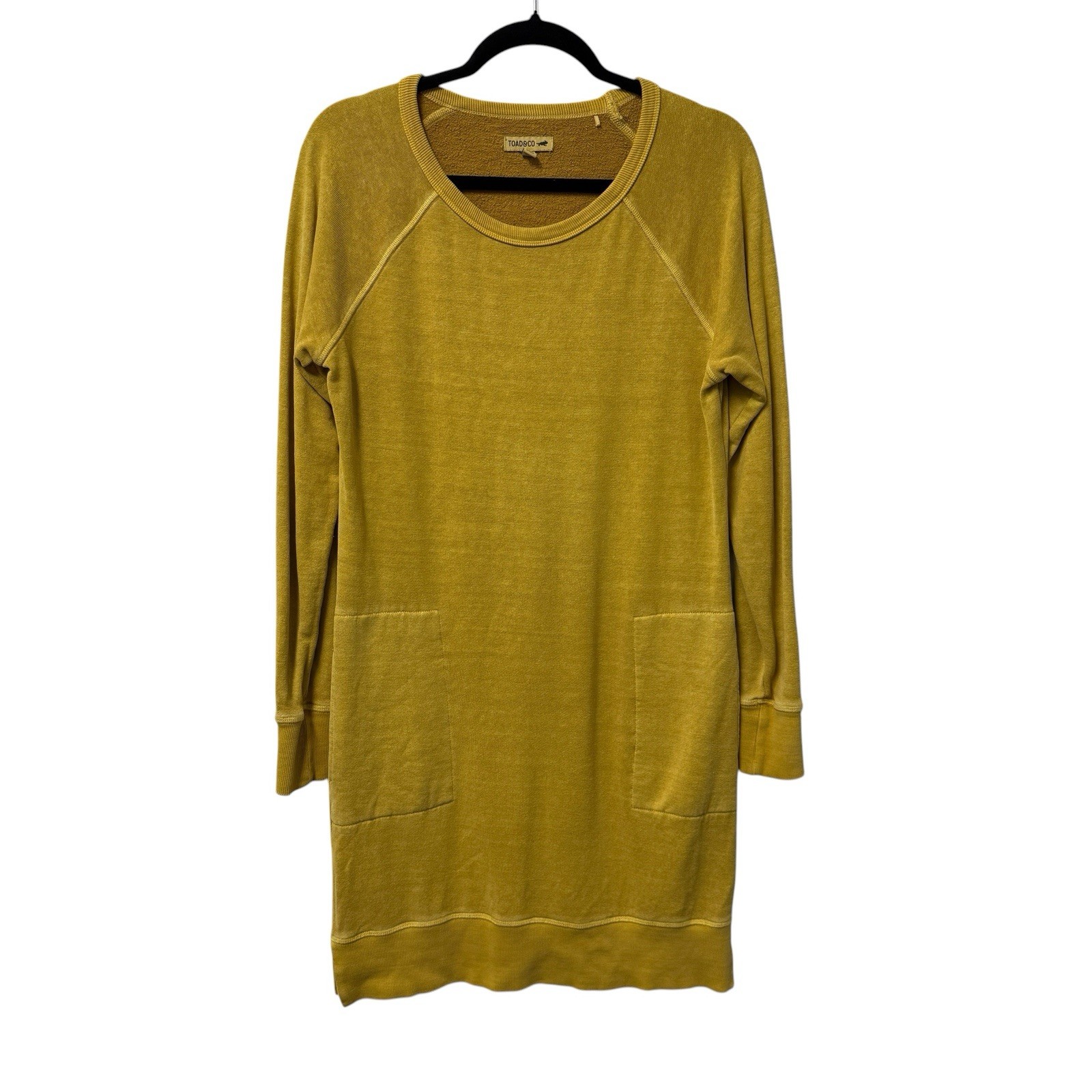 Toad & Co Dress Long Sleeve Mustard Yellow Size S Hemp Organic Cotton Pockets
