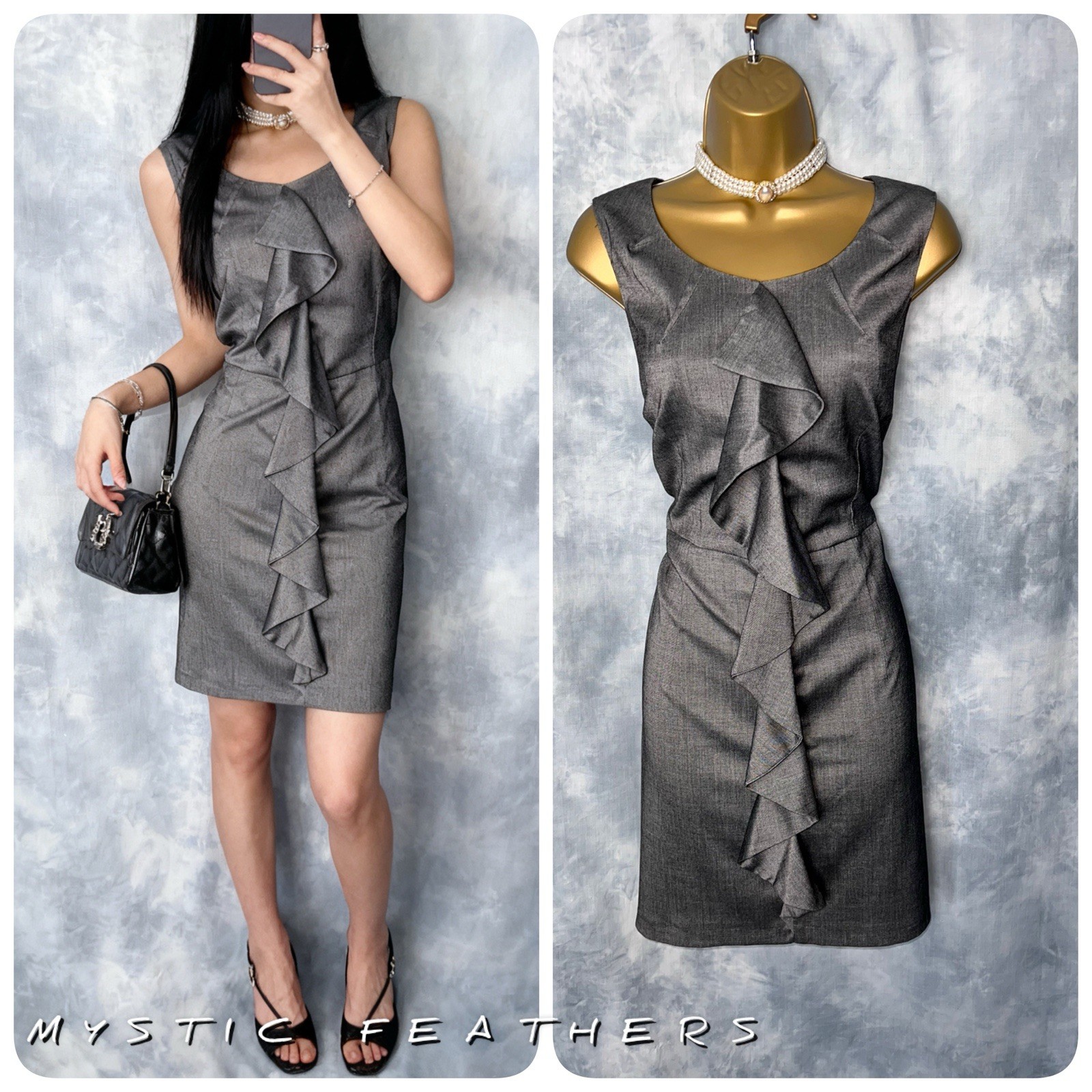 Women’s MISS SELFRIDGE Grey Elegant Occasion Cocktail Work Office Dress Size 14