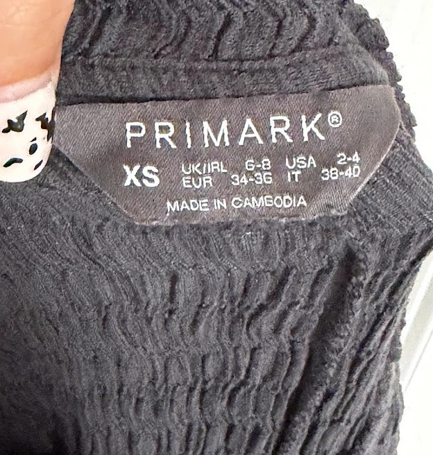 Primark Grey Textured Plisse Seersucker Maxi Dress XS 6 8 Short Sleeve Slit