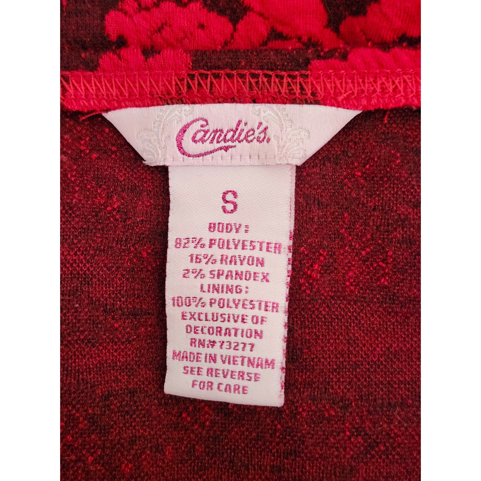 Candie’s Red & Black Floral Twist Front Bodycon Dress Size Small Y2K Party Goth