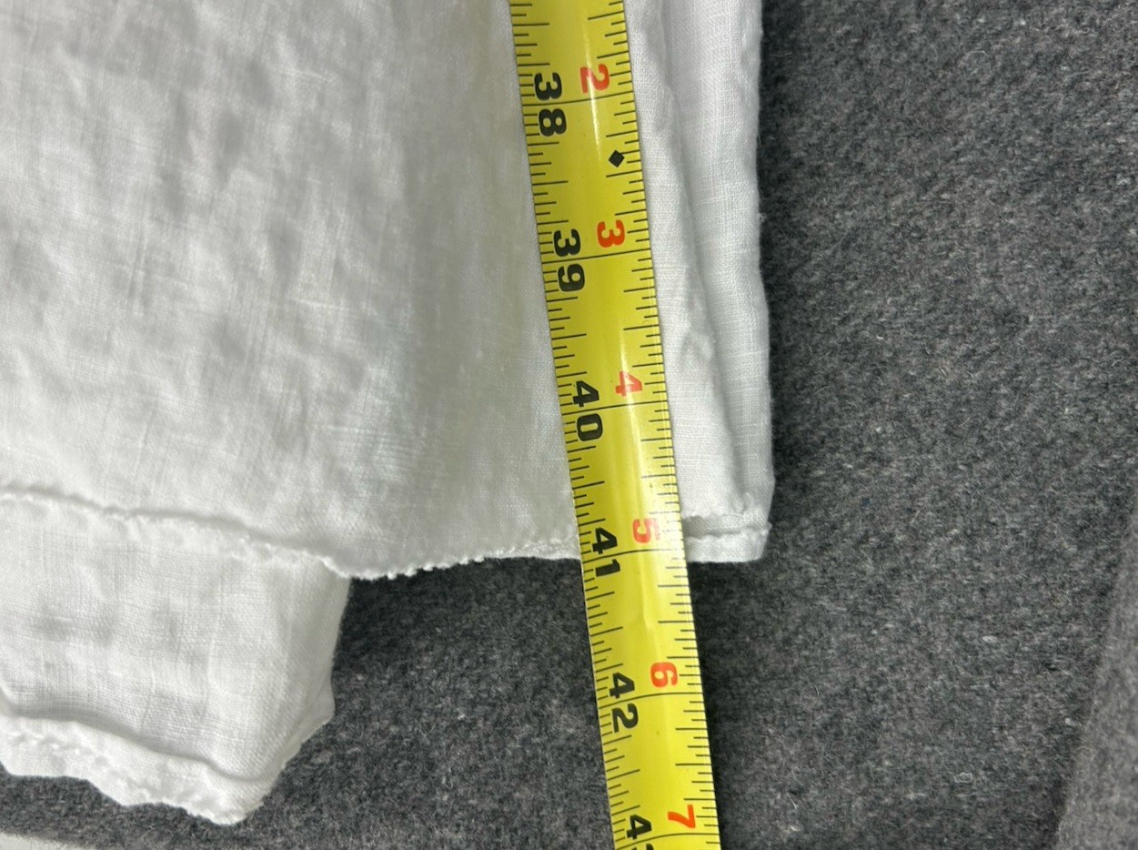 EILEEN FISHER White Irish Linen Handkerchief w/Ties Lagenlook Dress Size Small