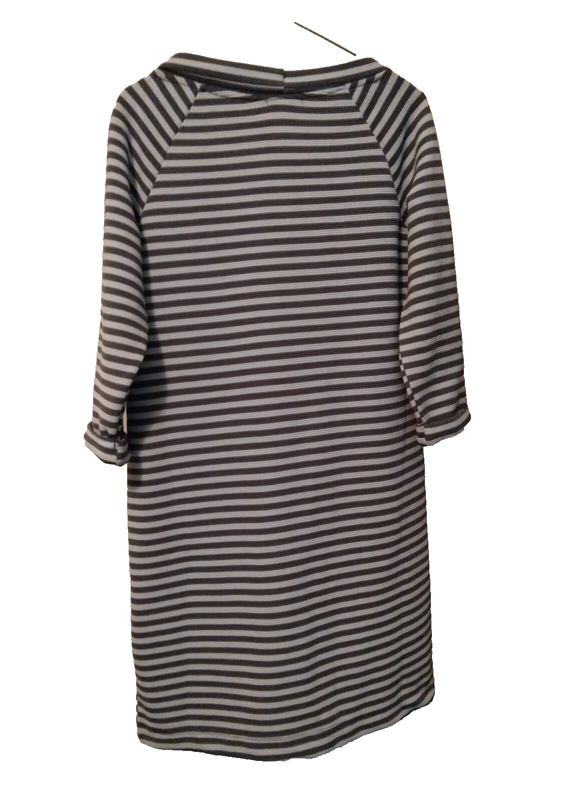 NWT Thyme & Honey Ribbed Stripe Pockets Shift Dress Sz s/m Retro Y2K White Gray