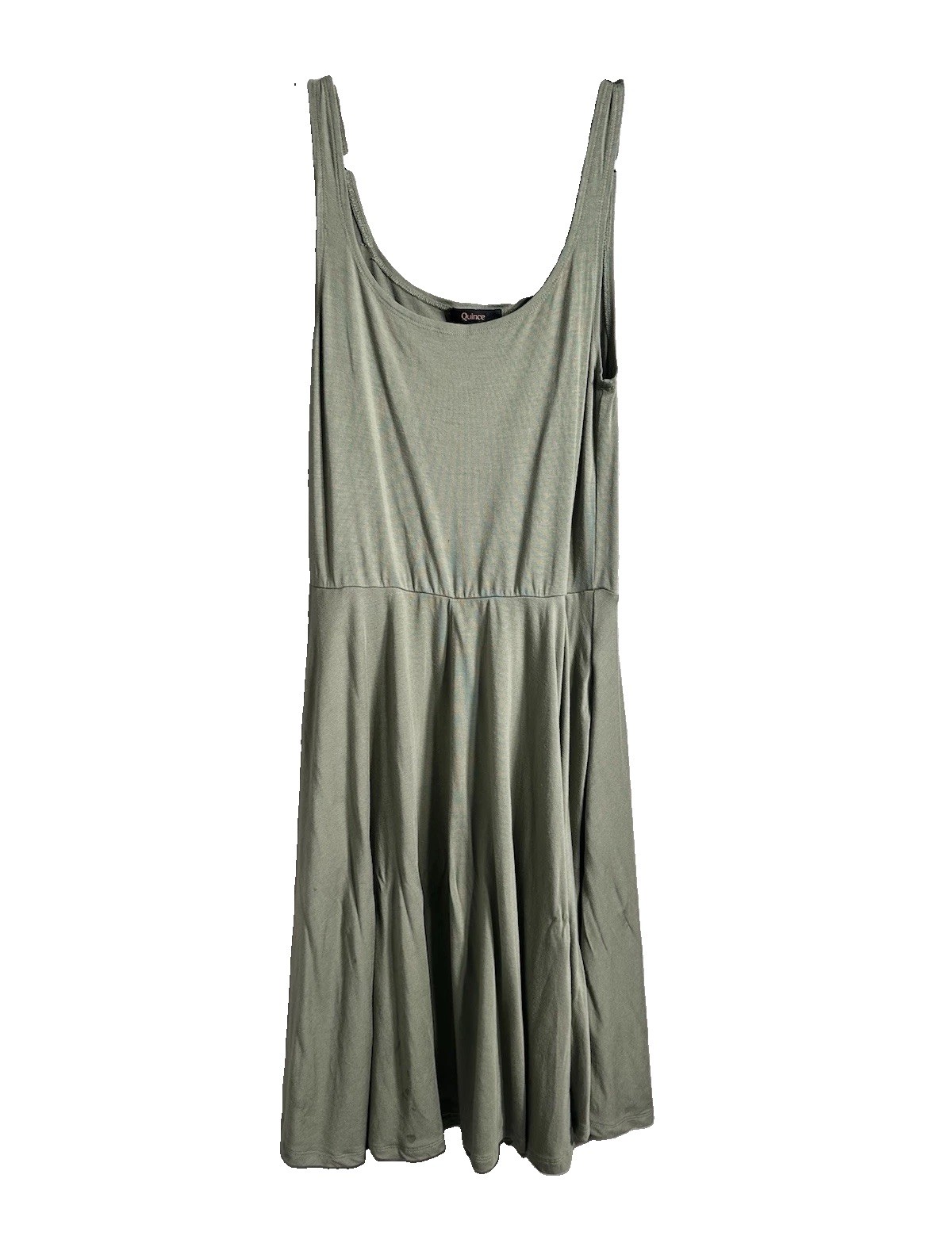 Quince Women’s Green Solid Scoop Neck Strappy Midi Sundress S Lyocell