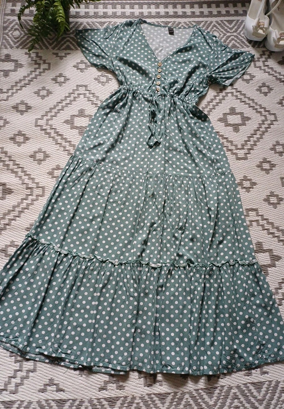 Pretty Floaty Polka Dot Long Dress 👗 M 10 12