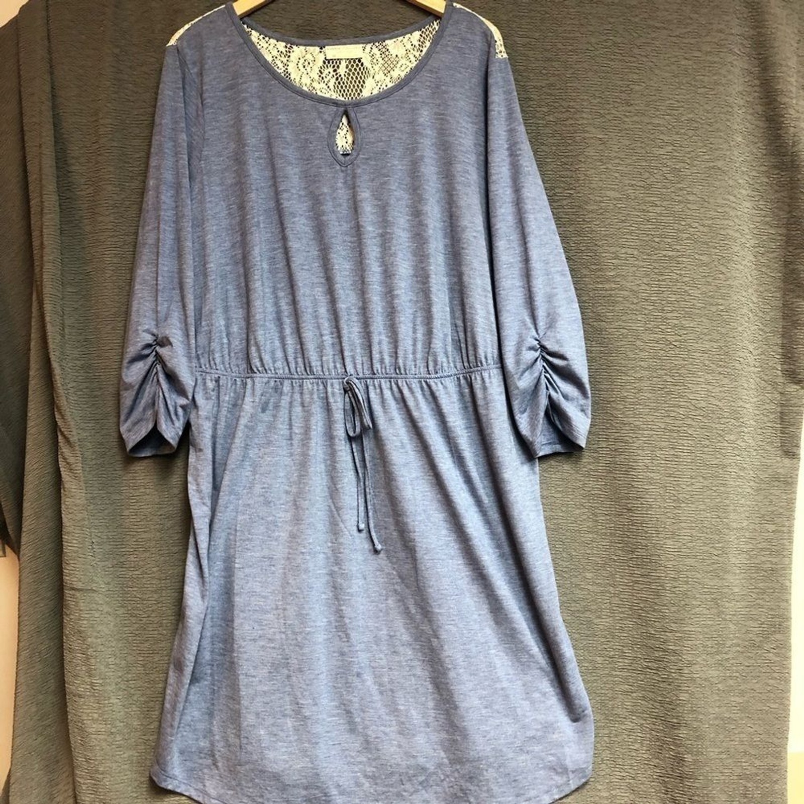 Bobbie Brooks 3X Light heather blue dress with keyhole, front and lace on back
