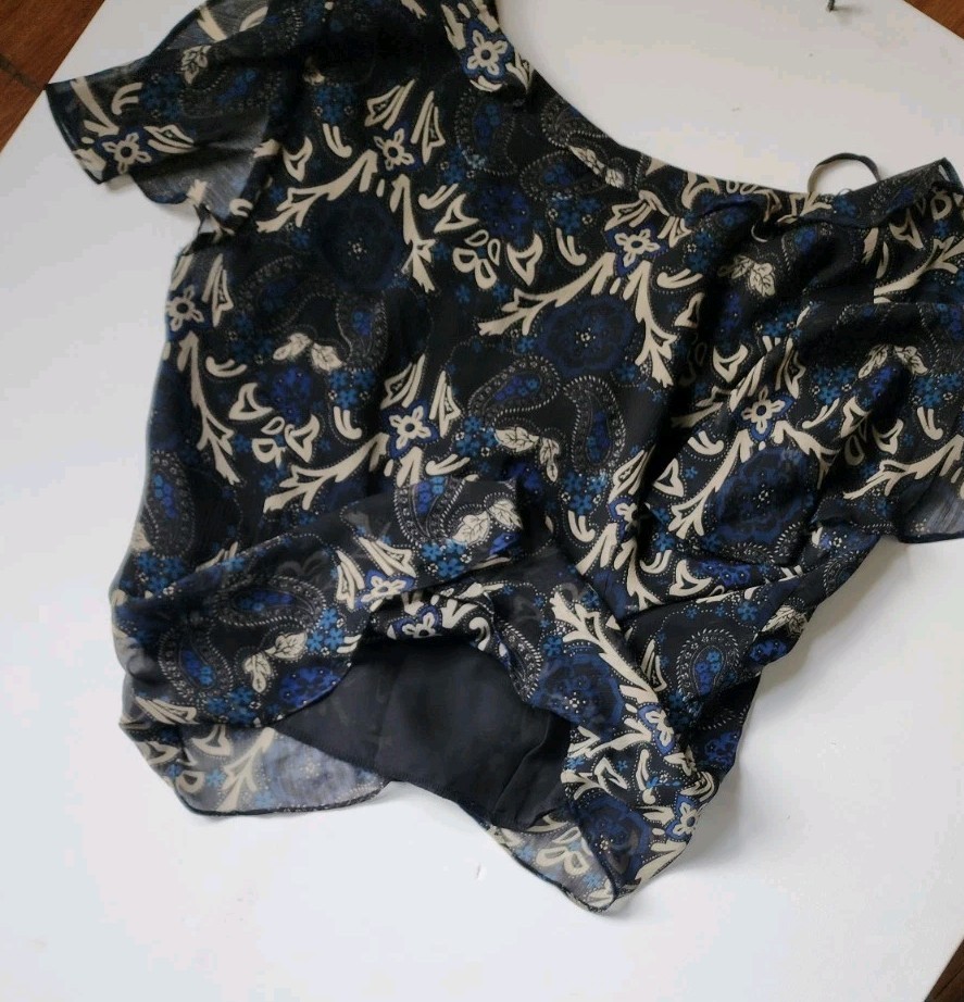 Danny Nicole 2 Pc Dress Set Blue Paisley Sheer Midi Skirt Cottagecore Church