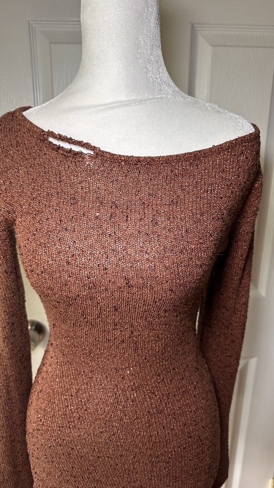 Asta Resort Maya Chocolate Sequin One Shoulder Mini Dress $270 Size XS