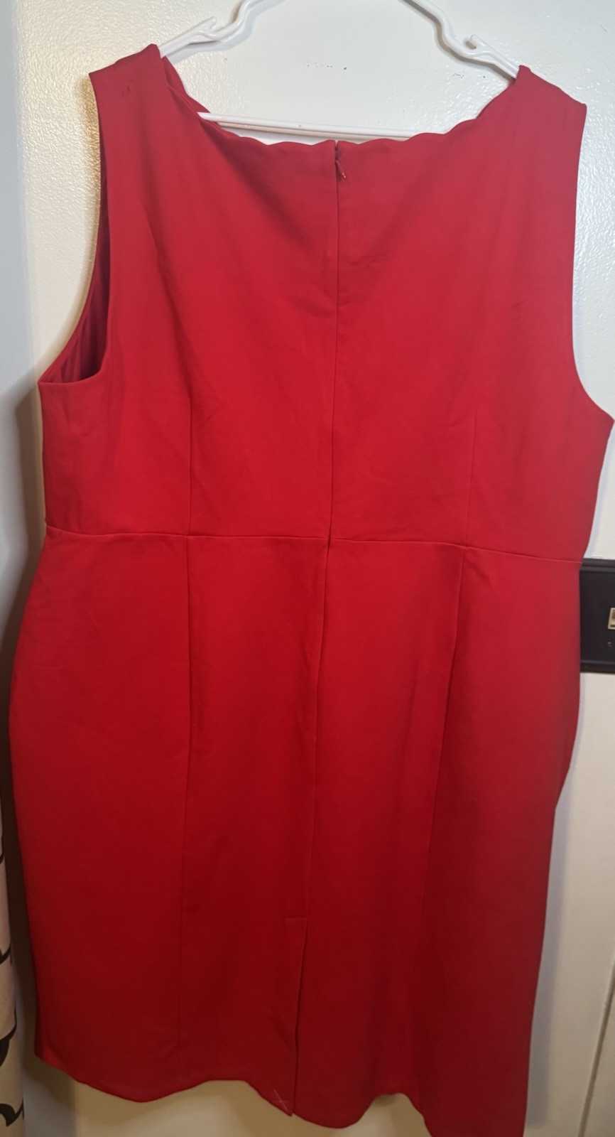 LOFT Women’s Plus 24 Red Solid Knit Sweetheart Sleeveless Sheath Knee Dress