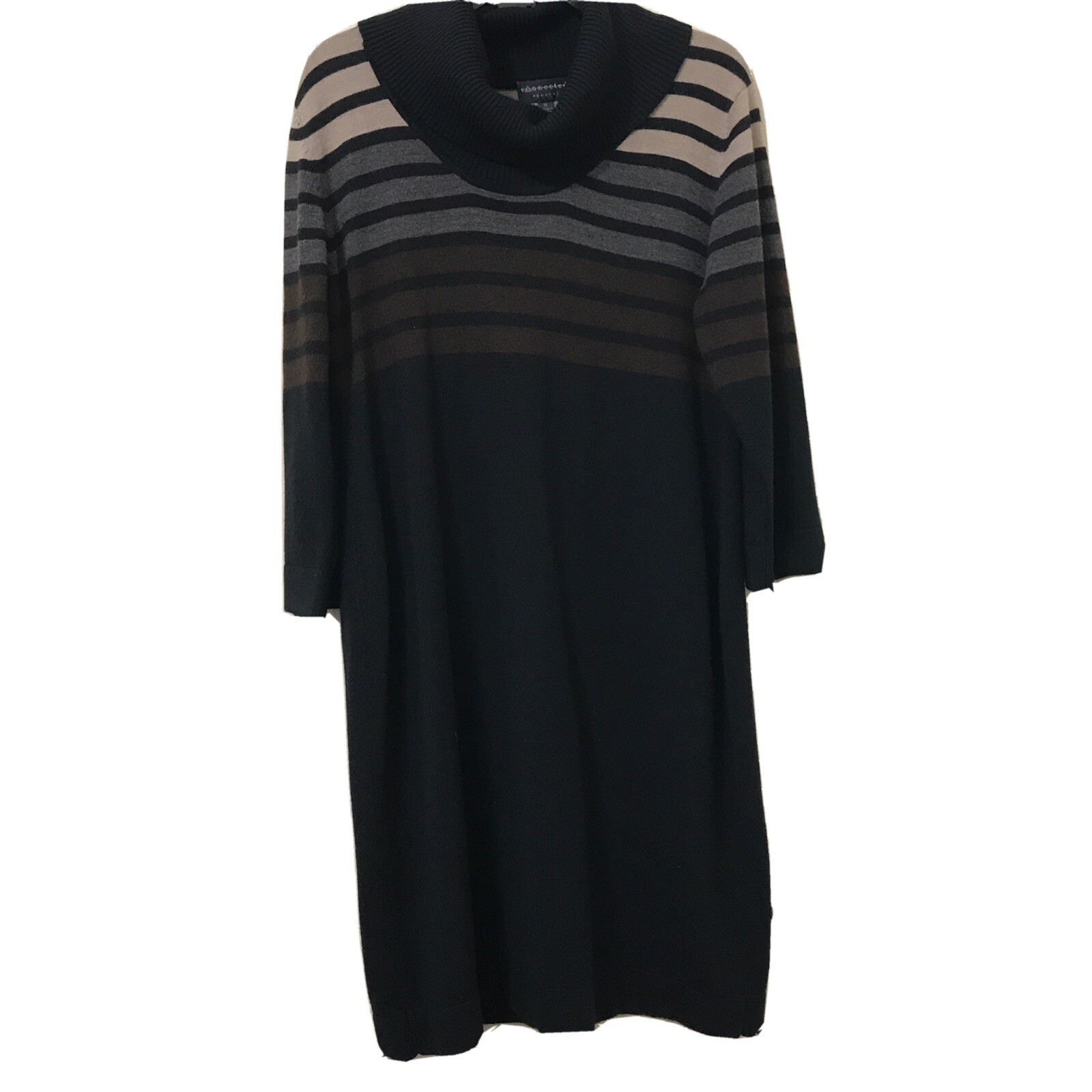 Connected Apparel Black/Multicolor Knit Dress Size XL 3/4 sleeve collared