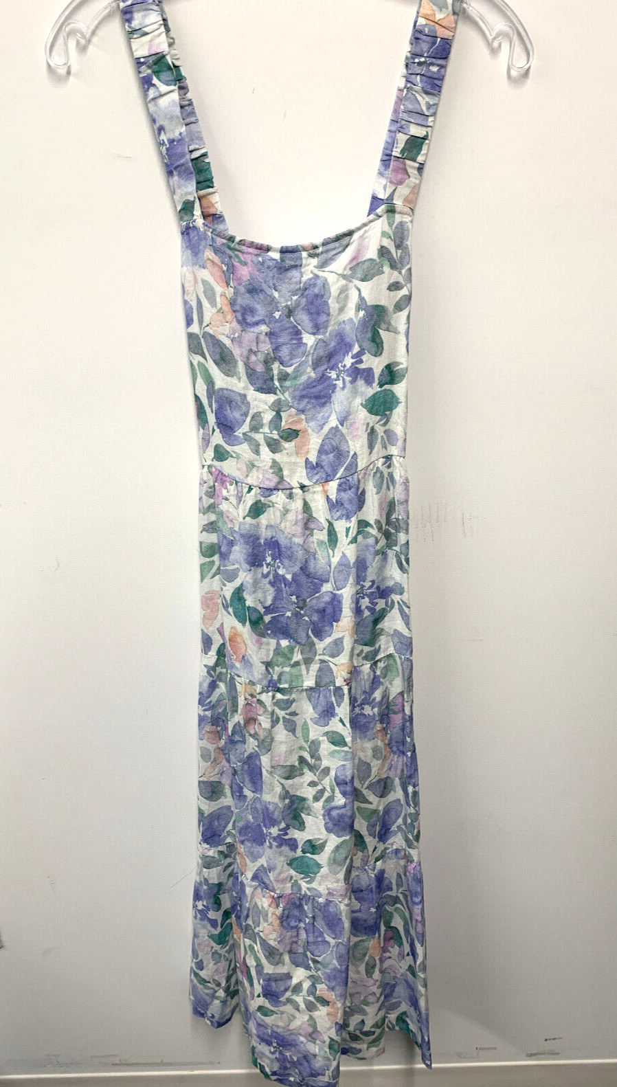 BELLA DAHL Scrunch Strap Tiered Midi, Peri Jardin, Size M $238