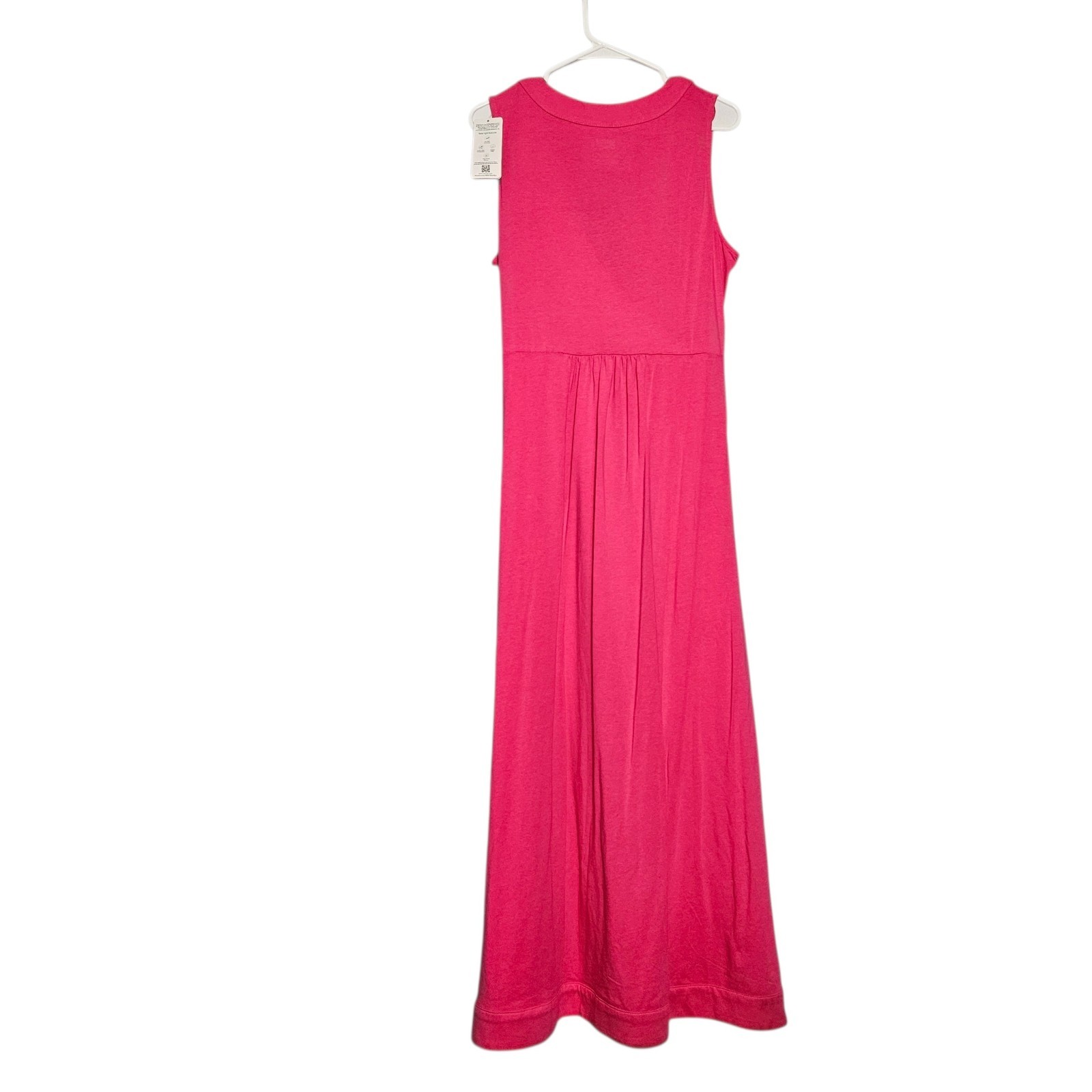NEW Land’s End Cotton Modal Pink Maxi Dress Women’s L 14-16 Faux Wrap V-Neck