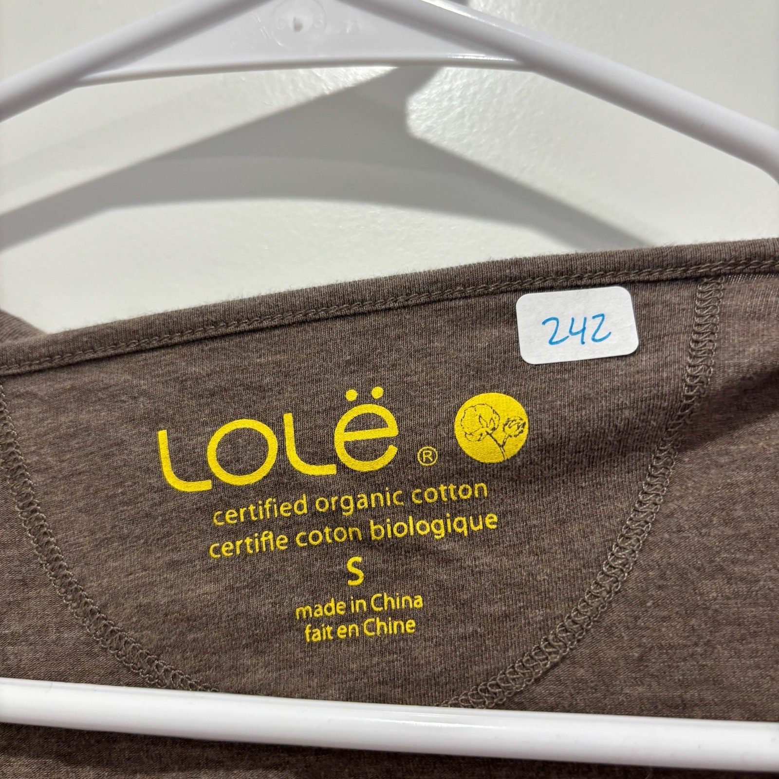 Lole Organic Cotton Long Sleeve Draped Cowl Neck Tunic Mini Dress Brown Small